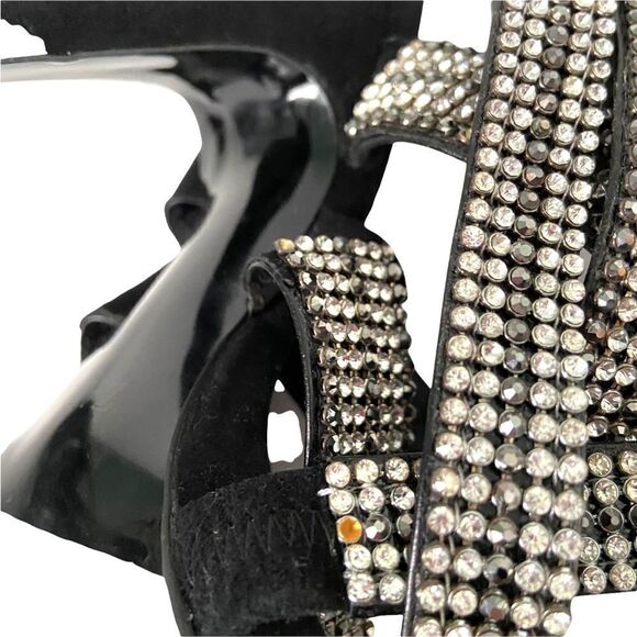 Zara Black Velvet Sandals with Rhinestone Strap in Size EU 37 - Picture 13 of 14